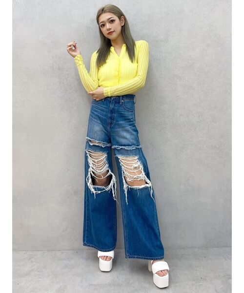 GYDA ♡ ハイウェスト デニム GYDA（ジェイダ） ジーンズ デニム デニムパンツ ハイウエストThighs