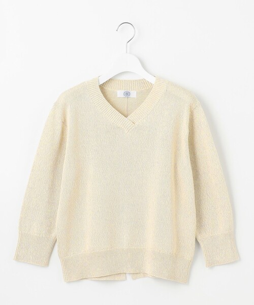 ニット セーター 「洗える」GIMA COTTON ミックスカラー Vネック ニット レディース_9