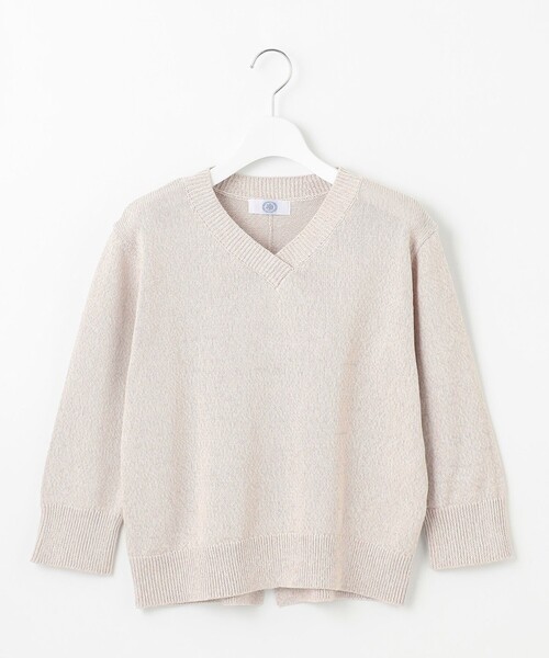 ニット セーター 「洗える」GIMA COTTON ミックスカラー Vネック ニット レディース_10