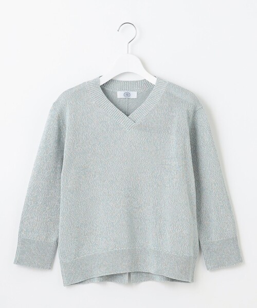 ニット セーター 「洗える」GIMA COTTON ミックスカラー Vネック ニット レディース_11