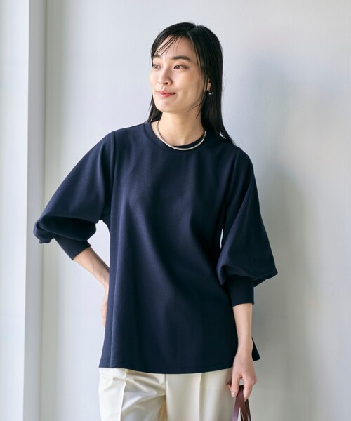 yori ボリュームスリーブカットソー 黒 deux amour tシャツ 袖ボリュームスリーブトップス レディース