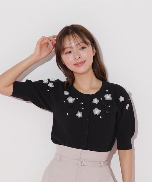 【美品】JILL STUART ジルスチュアート ニットトップス 3Dフラワーニットトップス | JILL by JILL STUART（ジル バイ