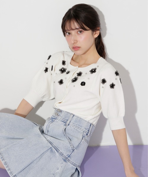 JILLSTUART フリル　デザイン　ニット　セーター JILL by STUART ニット セーター フリル袖ポロニット レディース