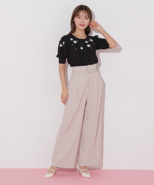 【着用1回】ダブスタ♡ヴァニラクチュール　ダル糸ニットフリルトップス　ピンク 着用1回】ダブスタ♡ヴァニラクチュール ダル糸ニットフリル