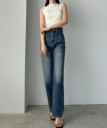 Louere ハイウエストストレートデニム 高身長ST ライトブルー Louere ジーンズ デニム デニムパンツ ハイウエストストレート