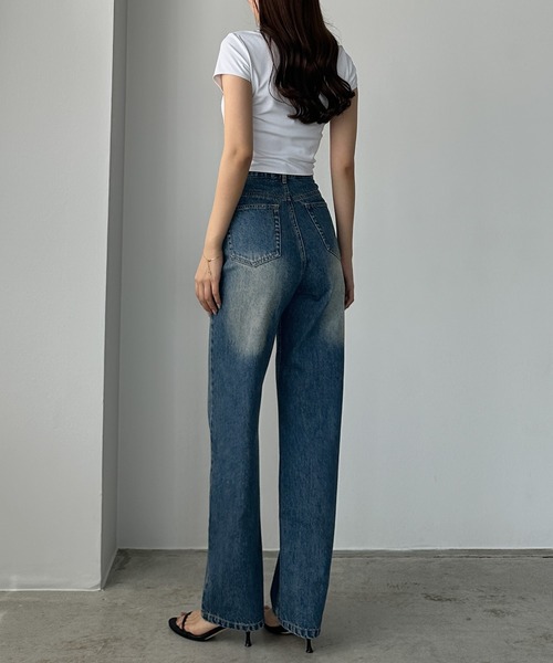 Louere ジーンズ デニム デニムパンツ ハイウエストストレート