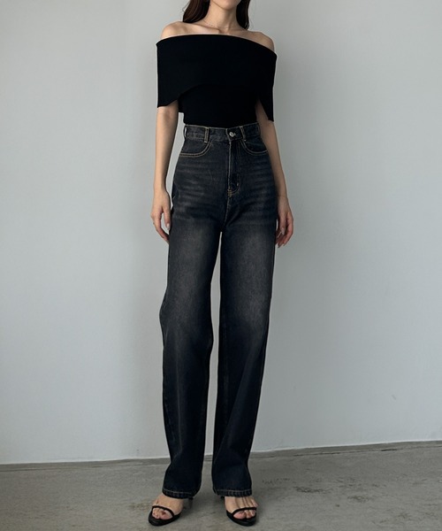 Louere ジーンズ デニム デニムパンツ ハイウエストストレート