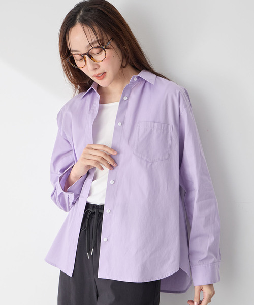 パープル長袖シャツ フロントポケット付き　coqule COQULE Online Shop