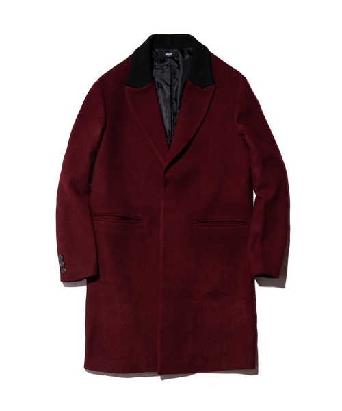 glamb（グラム） チェスターコート S ワインレッド メンズ : ZOZOTOWN