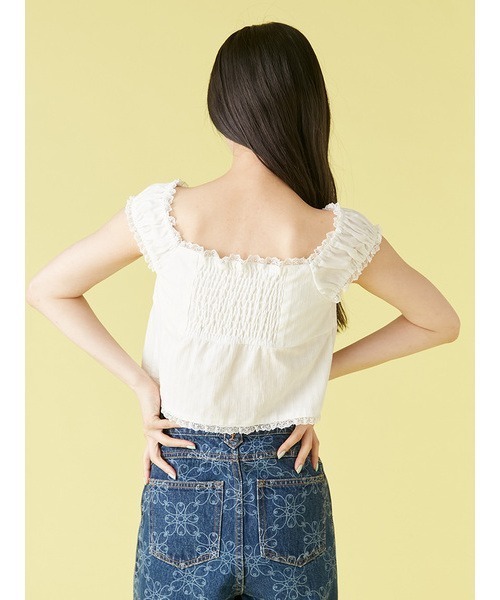 Lily Brown◆長袖ブラウス/FREE/コットン/GRN/LWFB231239 Lily Brown(リリーブラウン) / 長袖ブラウス/FREE/コットン/GRN