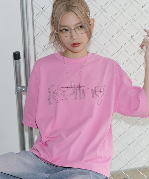 tシャツ ラインストーン短丈半袖Tシャツ「UNISEX」 メンズ レディース