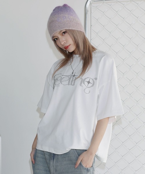 tシャツ ラインストーン短丈半袖Tシャツ「UNISEX」 メンズ レディース