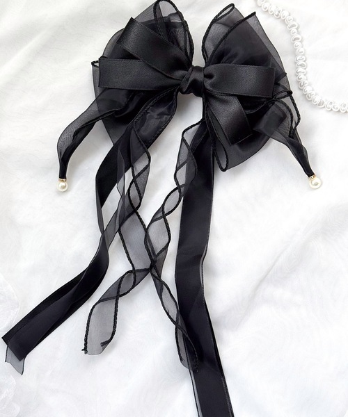 ヘアクリップ シフォンパールリボンバレッタ : ZOZOTOWN Yahoo