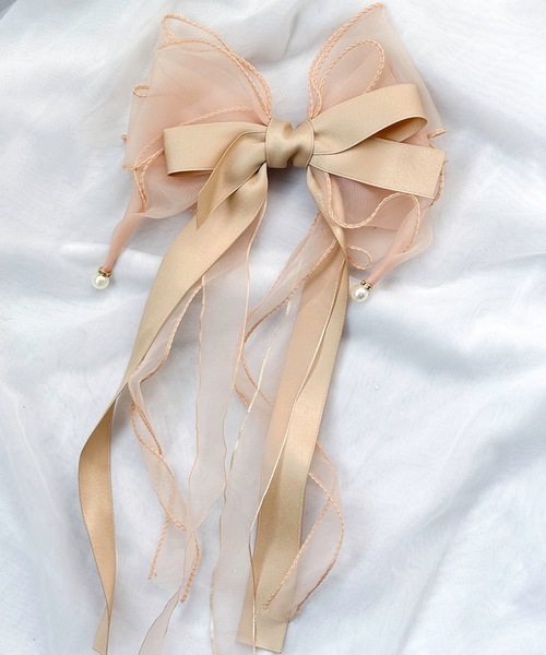 ヘアクリップ シフォンパールリボンバレッタ : ZOZOTOWN Yahoo