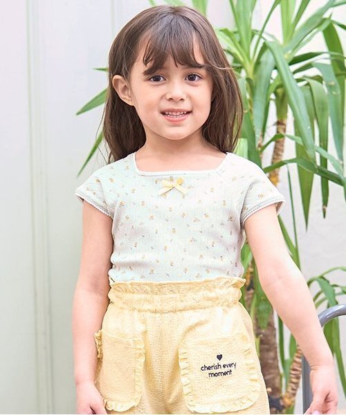 tシャツ 花柄プリントミニミニトップス「子供服」「キッズ」「女の子