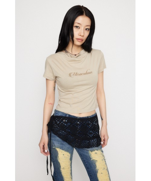 LAGUA GEM（ラグアジェム） tシャツ 半袖 NECK DRAPE Tシャツ
