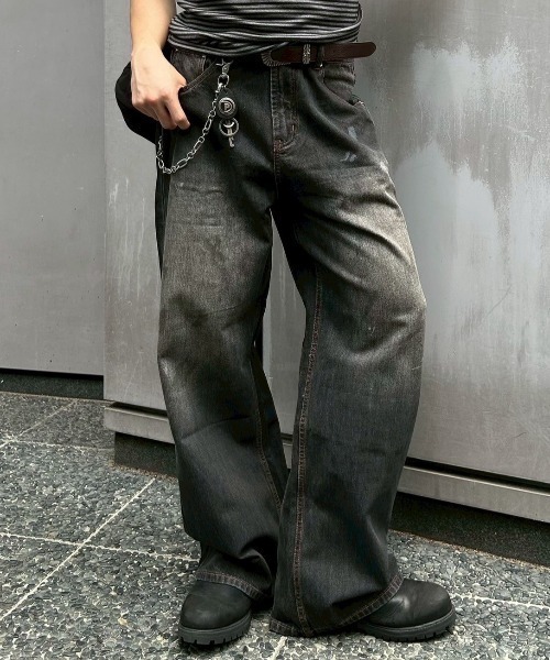 Chikashitsu+ ジーンズ 「Chikashitsu＋」dirty wash semi wide