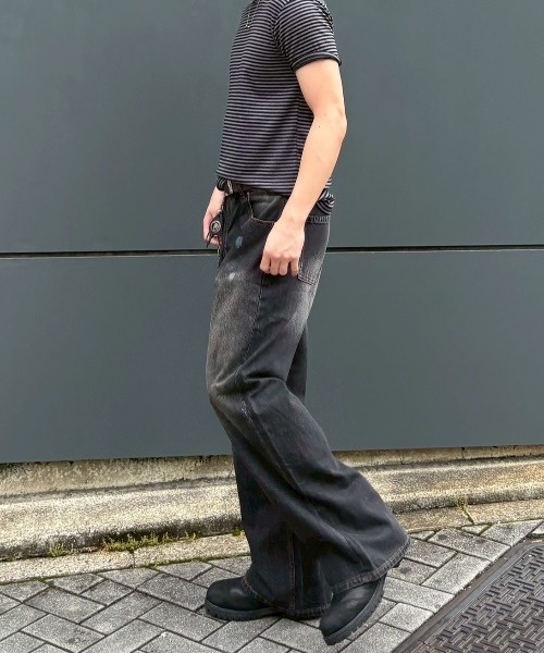 chikasitsu+ ウォッシュブラックワイドデニム チカシツプラス ジーンズ Chikashitsu+ ジーンズ 「Chikashitsu＋」dirty wash semi wide