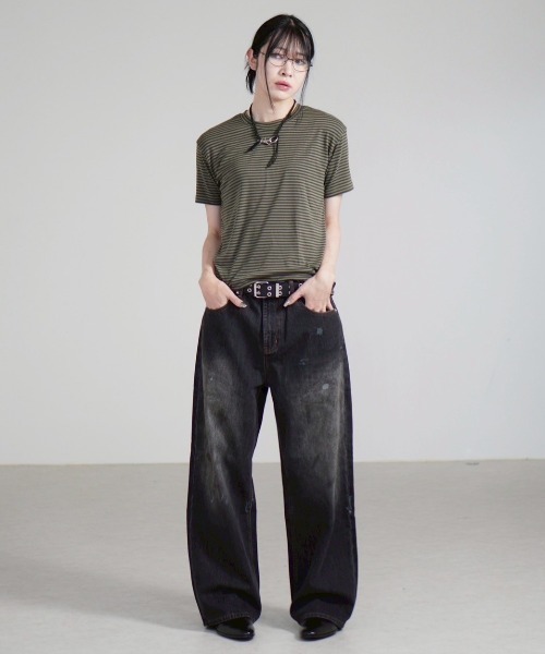 Chikashitsu+ ジーンズ 「Chikashitsu＋」dirty wash semi wide