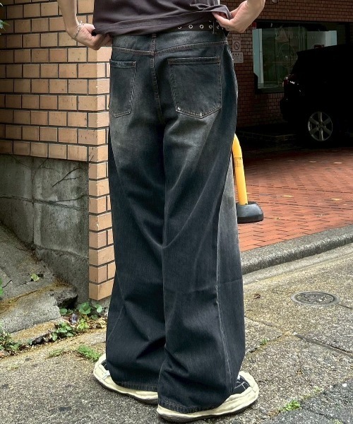 Chikashitsu+ ジーンズ 「Chikashitsu＋」dirty wash semi wide