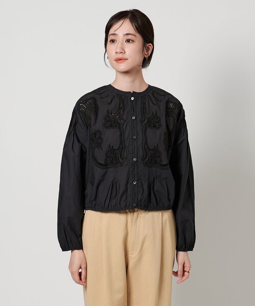 UNITED ARROWS ブラウス シャツ ポプリン エンブロイダリー