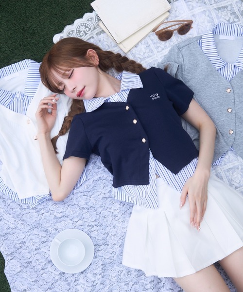レイヤード Tシャツ LIL VENDARS tシャツ 「接触冷感」スラブ天竺ヘンリーネック