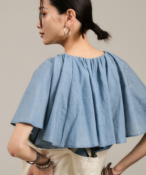 Adam et rope ボウタイブラウス M ネイビー　ノースリーブ 上品 Adam et rope ボウタイブラウス M ネイビー ノースリーブ 上品