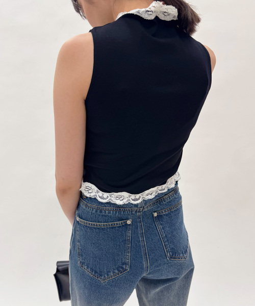 tシャツ レーストリムノースリーブトップ レディース EDIT. FOR LULU tシャツ レーストリムノースリーブトップ