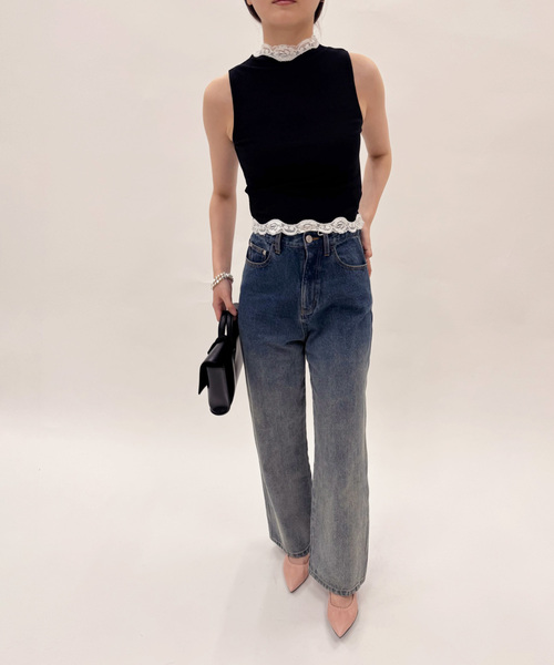 tシャツ レーストリムノースリーブトップ レディース EDIT. FOR LULU tシャツ レーストリムノースリーブトップ