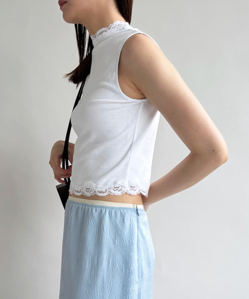 EDIT. FOR LULU tシャツ レーストリムノースリーブトップ