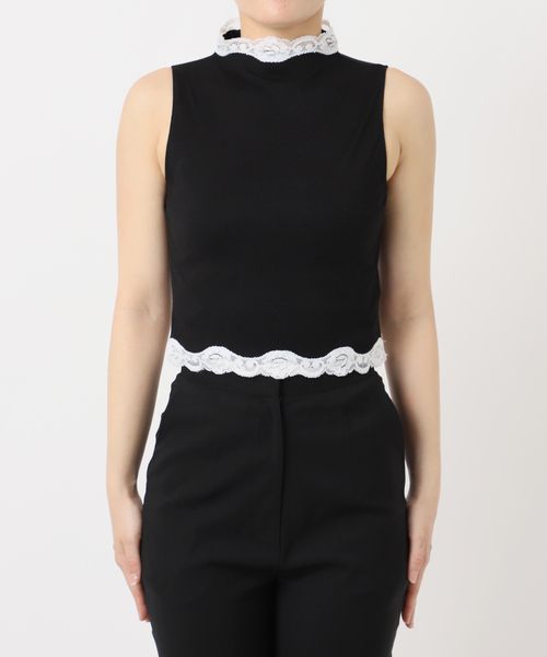 EDIT. FOR LULU tシャツ レーストリムノースリーブトップ