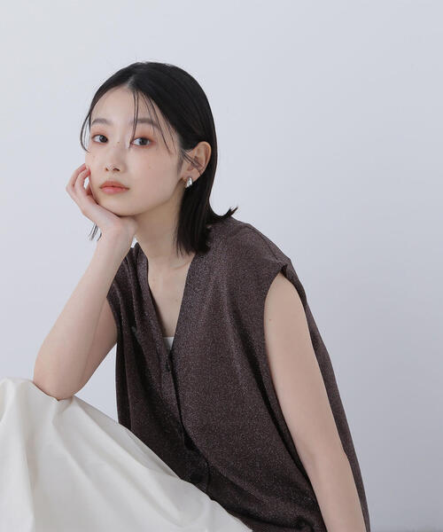 ベスト ジレ スパークＶネックニットベスト レディース