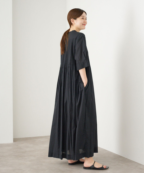 るる様♥【IENA/イエナ】コットンボイルピンタックシャツワンピース/黒 WEB限定追加》コットンボイルピンタックシャツワンピース