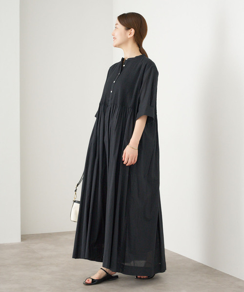 るる様♥【IENA/イエナ】コットンボイルピンタックシャツワンピース/黒 WEB限定追加》コットンボイルピンタックシャツワンピース