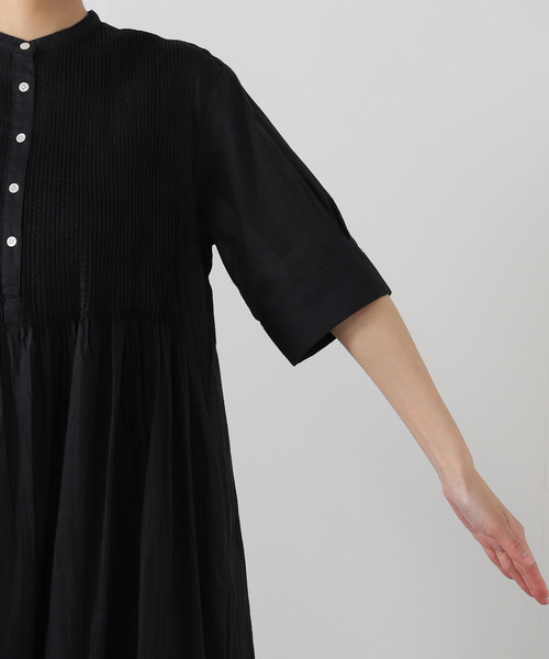 美品【IENA】 コットンボイルピンタックシャツワンピース　ブラック2022年 IENA｜《WEB限定/追加》コットンボイルピンタックワンピース