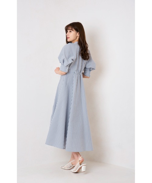 ハーリップトゥ ワンピース ブルー Martinique Tweed Dress（ワンピース）｜Her lip to（ハーリップ
