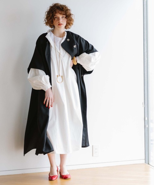 「DOUX ARCHIVES」 ノーカラーコート FREE ブラック レディース_画像9