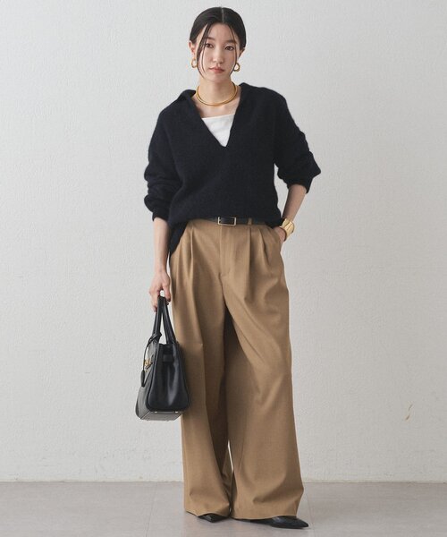 【美品】ラウンジドレス　スウェットライクスキッパーニット　ブラック Loungedress（ラウンジドレス） ニット セーター 「@_shirabe.s_コラボ