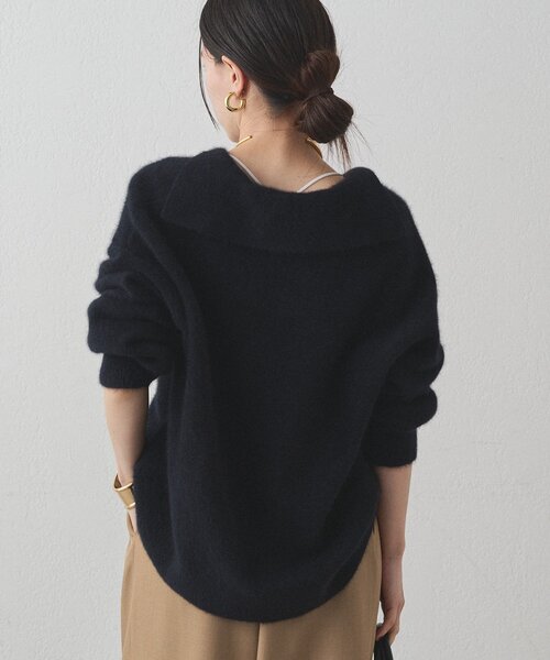 【美品】ラウンジドレス　スウェットライクスキッパーニット　ブラック Loungedress（ラウンジドレス） ニット セーター 「@_shirabe.s_コラボ