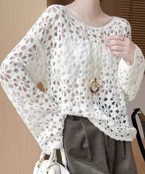 ニット セーター 透かし編みニット レディース