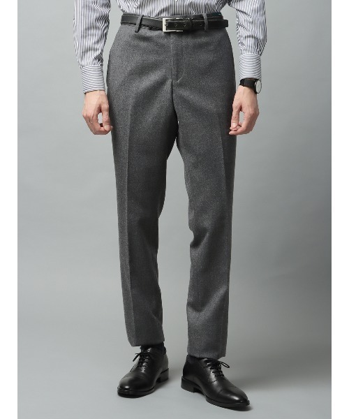 スラックス テーパードパンツ 尾州 ウールサキソニー 無地 メンズ
