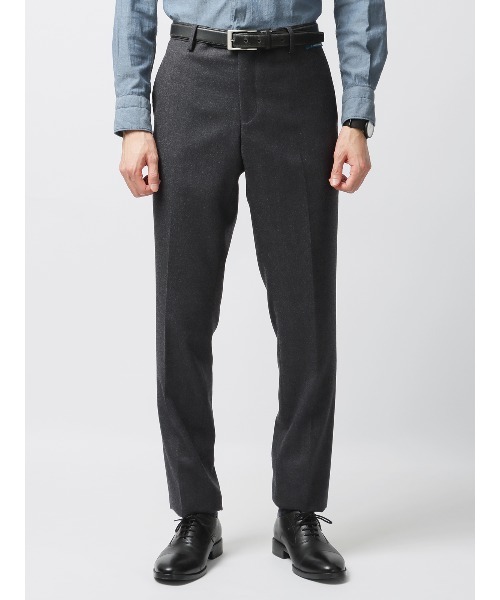 スラックス テーパードパンツ 尾州 ウールサキソニー 無地 メンズ