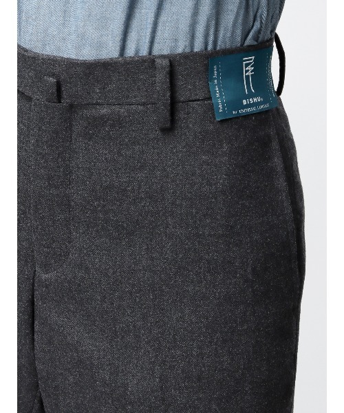 スラックス テーパードパンツ 尾州 ウールサキソニー 無地 メンズ