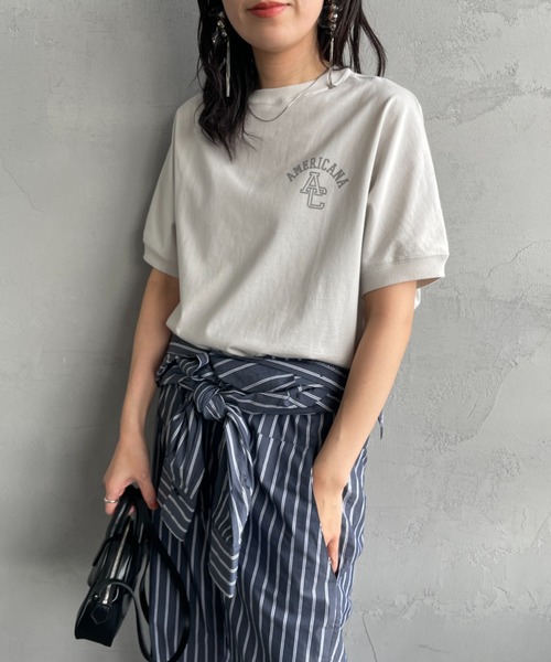 「AMERICANA」 半袖Tシャツ F スミクロ レディース_画像4