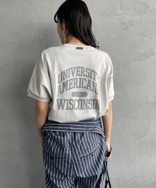 「AMERICANA」 半袖Tシャツ F スミクロ レディース_画像5