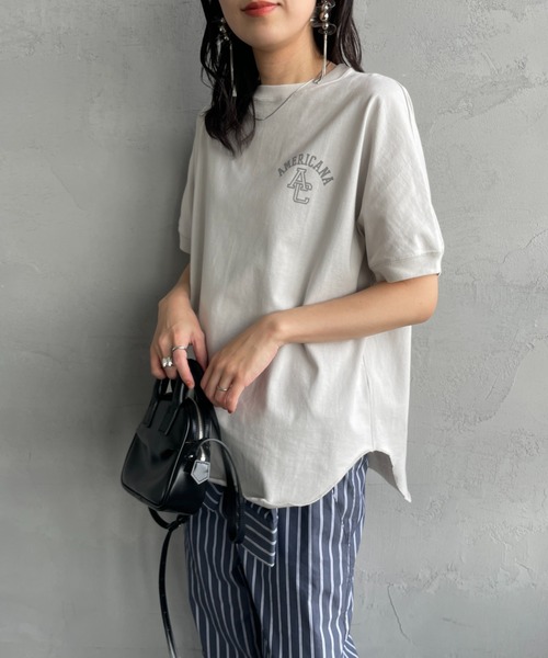 「AMERICANA」 半袖Tシャツ F スミクロ レディース_画像8