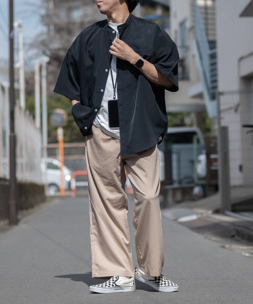 「JOHN'S CLOSET」 「HALHAM」半袖シャツ MEDIUM グレイッシュベージュ メンズ_画像8