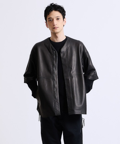 ESTNATION ブルゾン　ラムレザー×ナイロン ESTNATION（エストネーション） レザーブルゾン LARGE ブラック メンズ