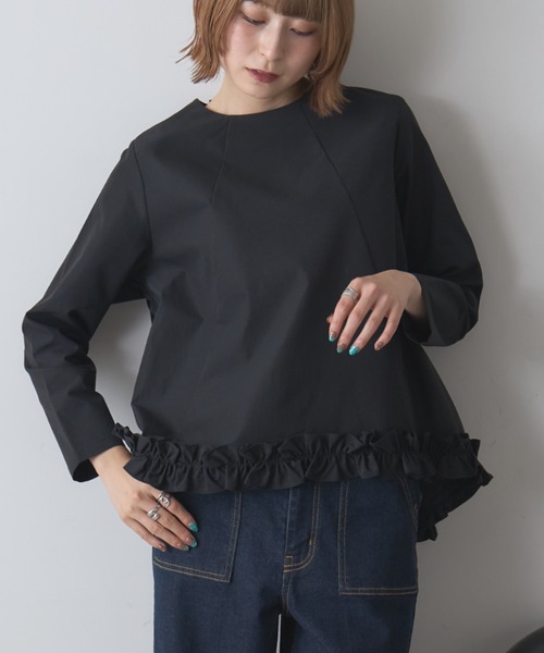 deux amour ブラウス シャツ 裾フリルバックリボントップス レディース