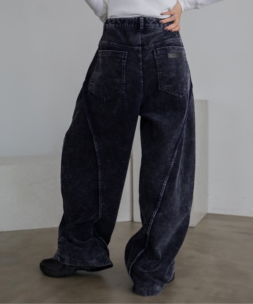 パンツ ウォッシュ加工切替コーデュロイワイドパンツ パンツ ウォッシュ加工切替コーデュロイワイドパンツ